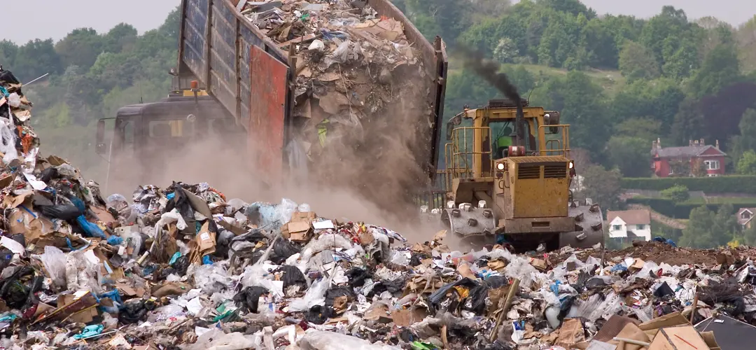 Big landfill with tons of plastic